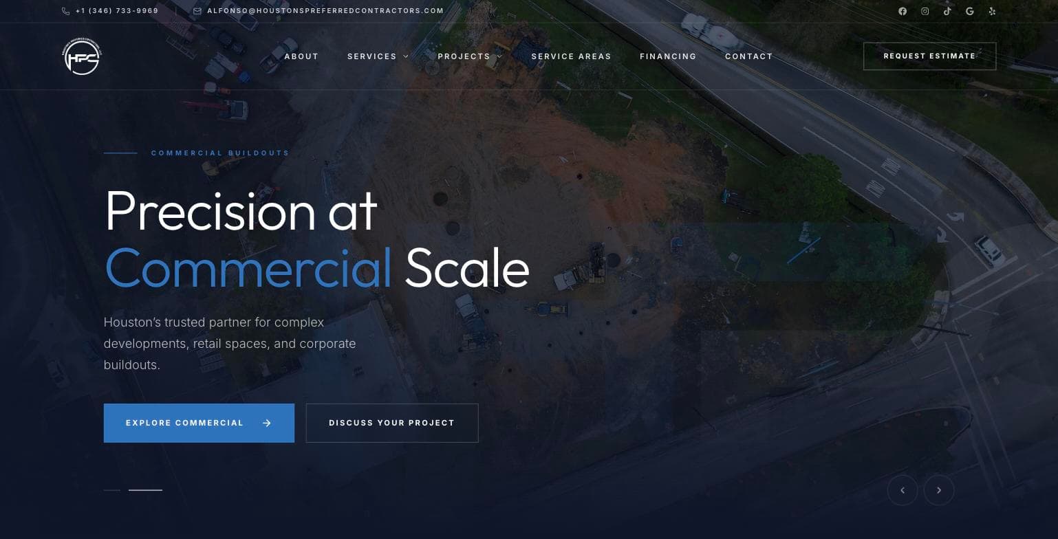 Houston's Preferred Contractors website screenshot