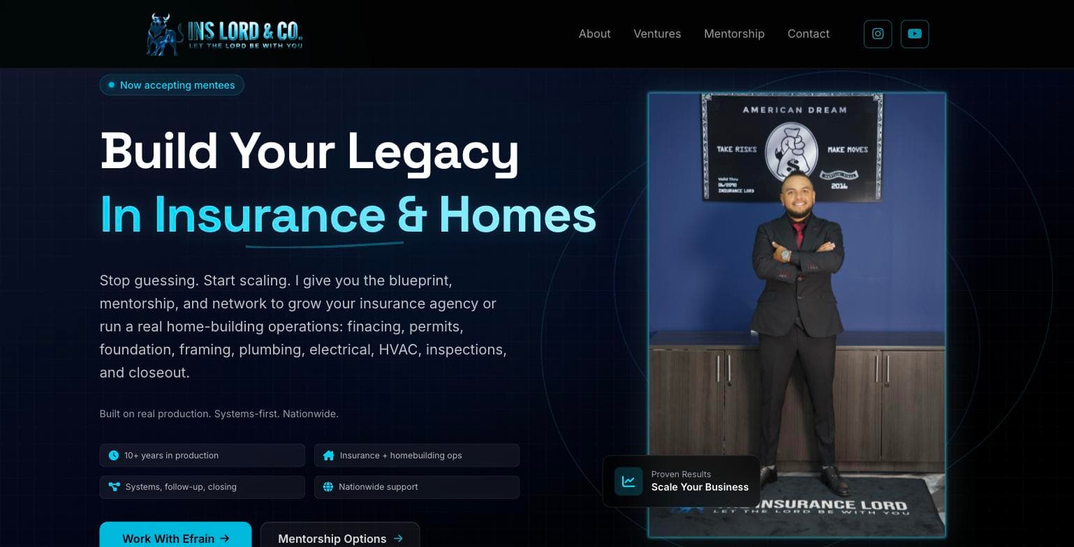 Ins Lord & Co. website screenshot